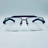 DEETA" Black Aviator Half Rimmed Sunglasses for Men